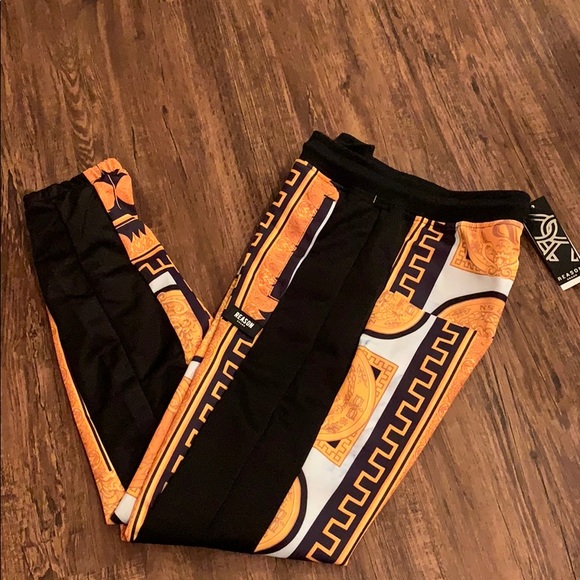 Reason Black & Gold Joggers Track Pants - Picture 2 of 12